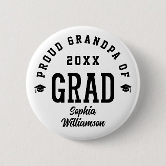 Proud Grandpa Grad Varsity Typography Graduation Button