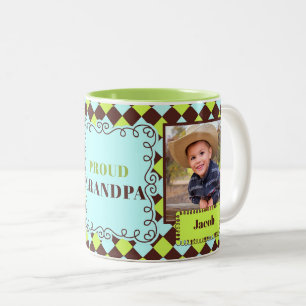 Proud Grandpa Grün und Braun 2 Foto Zweifarbige Tasse