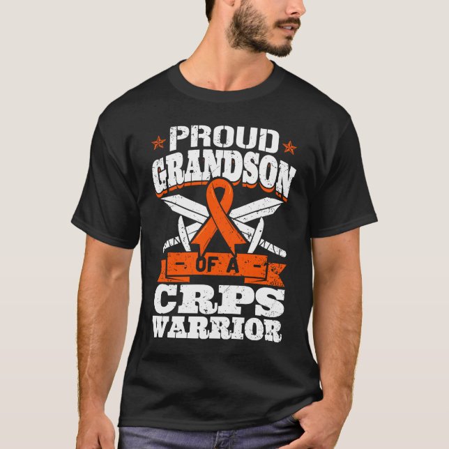 Proud Grandson Of A CRPS Warrior RSD Awareness Rib T-Shirt (Vorderseite)
