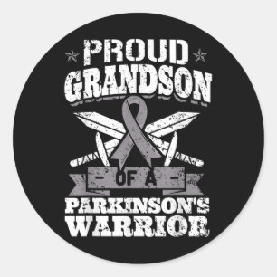 Proud Grandson of A Parkinsons Krieger Pd Awarenes Runder Aufkleber
