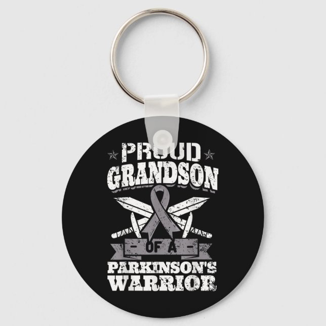Proud Grandson of A Parkinsons Krieger Pd Awarenes Schlüsselanhänger (Vorderseite)