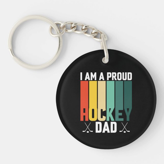 Proud Hockey-Vater Schlüsselanhänger (Vorderseite)
