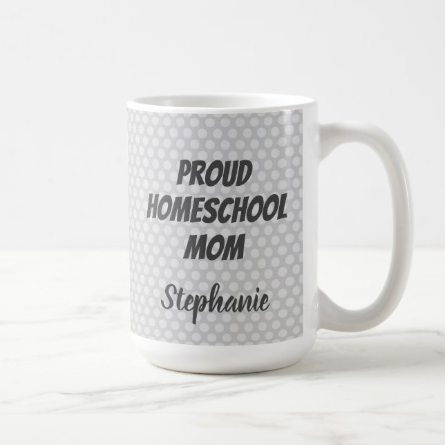 Proud Homeschool Mama Gray Polka Punkte Kaffeetasse (Rechts)