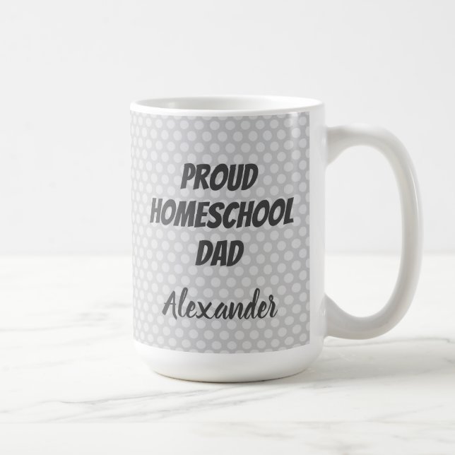 Proud Homeschool Vater Gray Polka dots Kaffeetasse (Rechts)
