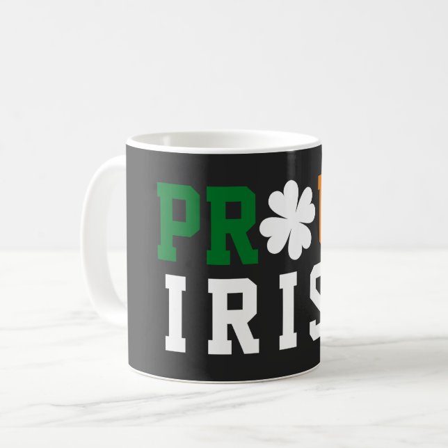 Proud Irish Kleeblatt Lucky Clover Quote St Paddy Kaffeetasse (Vorderseite Links)