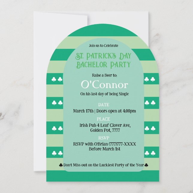 Proud & Irish St Patrick LGBTQ+ Bachelor Party Einladung (Rückseite)