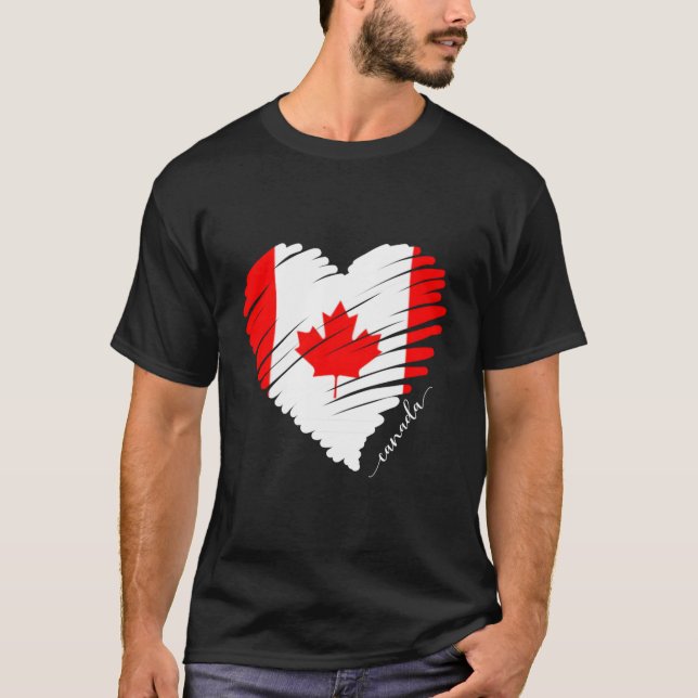 Proud kanadisches T-Shirt White Maple Leaf Red Can (Vorderseite)
