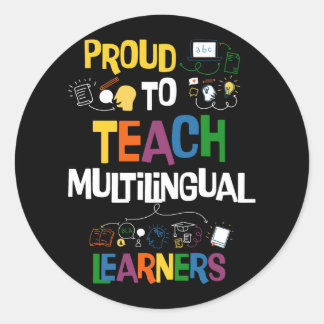 Proud lehrt mehrsprachige Lernende Linguist Runder Aufkleber