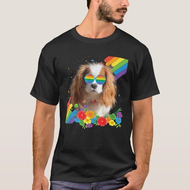 Proud LGBT Gay Cavalier King Charles Spaniel Dog T-Shirt (Vorderseite)