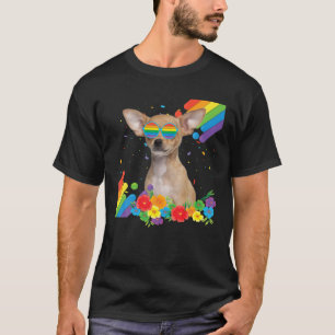 Proud LGBT Gay Chihuahua Dog Prig Flag Regenbogen  T-Shirt