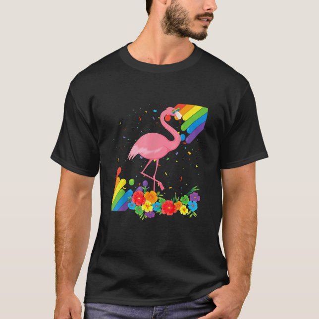 Proud Lgbt Gay Flamingo Pride Flag Regenbogen Lgbt T-Shirt (Vorderseite)
