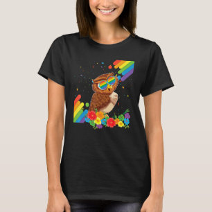 Proud Lgbt Gay Owl Pride Flag Regenbogen Lgbtq Les T-Shirt
