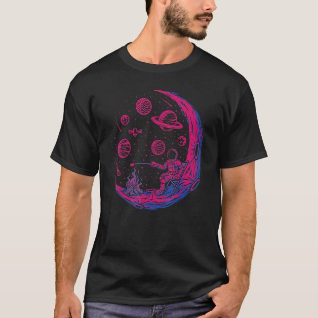 Proud LGBTQ Ally Rainbow Flag Gay Pride Moon Space T-Shirt (Vorderseite)