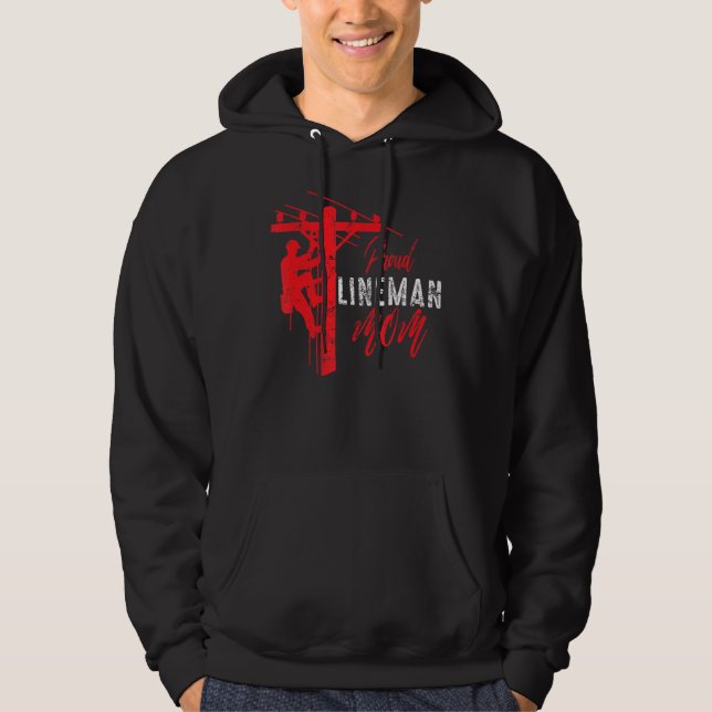 Proud Lineman Mama für elektrische Kabel Lineman Hoodie (Vorderseite)