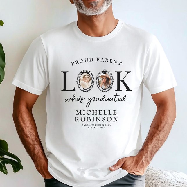 Proud Look Whos Graduated 2 Photo Graduation T-Shirt (Von Creator hochgeladen)