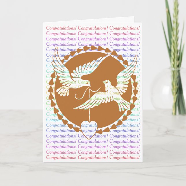 Proud Love Doves Gay Wedding Gratulationen Karte (Vorderseite)