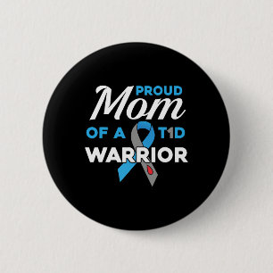 Proud Mama Diabetes Warrior T1D Bewusstsein Typ 1 Button