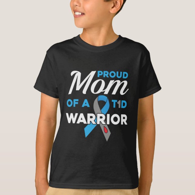 Proud Mama Diabetes Warrior T1D Bewusstsein Typ 1 T-Shirt (Vorderseite)