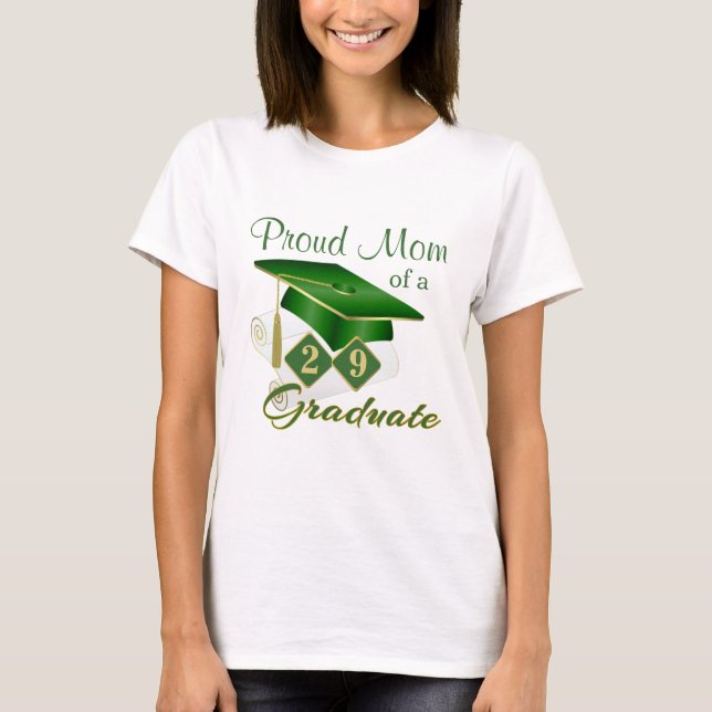 Proud Mama Green Gold Abschluss T-Shirt (Vorderseite)