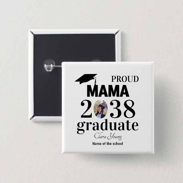 Proud mama personalized graduation button (Vorne & Hinten)