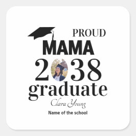 Proud mama personalized graduation quadratischer aufkleber