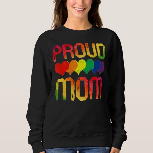 Proud Mama Que Lgbtq Gay Pride Month Rainbow Flag Sweatshirt (Vorderseite)