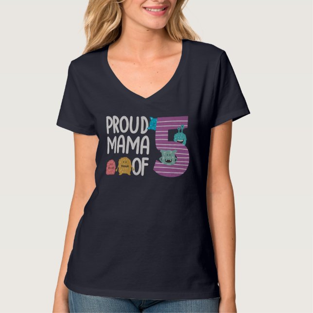 Proud Mama von fünf T - Shirt (Vorderseite)