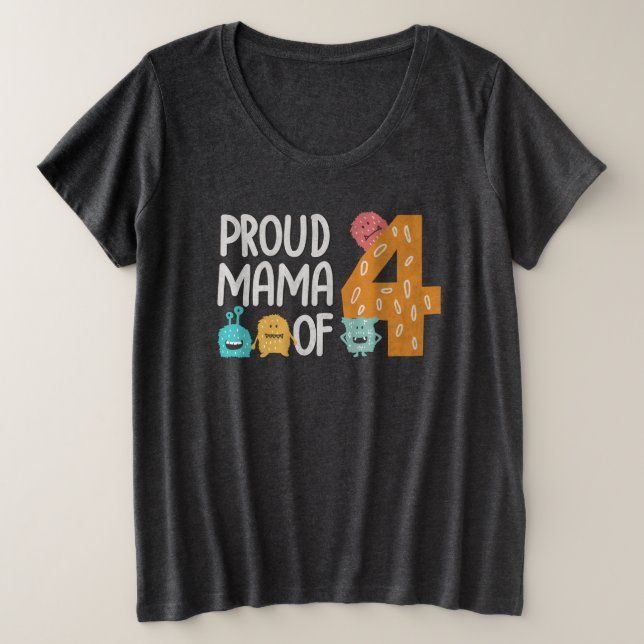 Proud Mama von Vier Große Größe T-Shirt (Design vorne)