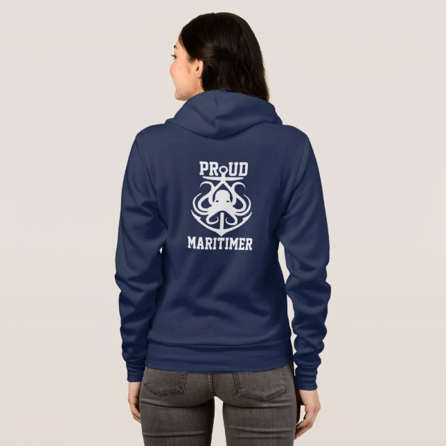 Proud Maritimer Anker Oktopus Leuchtturmroute Hoodie (Schwarz voll)