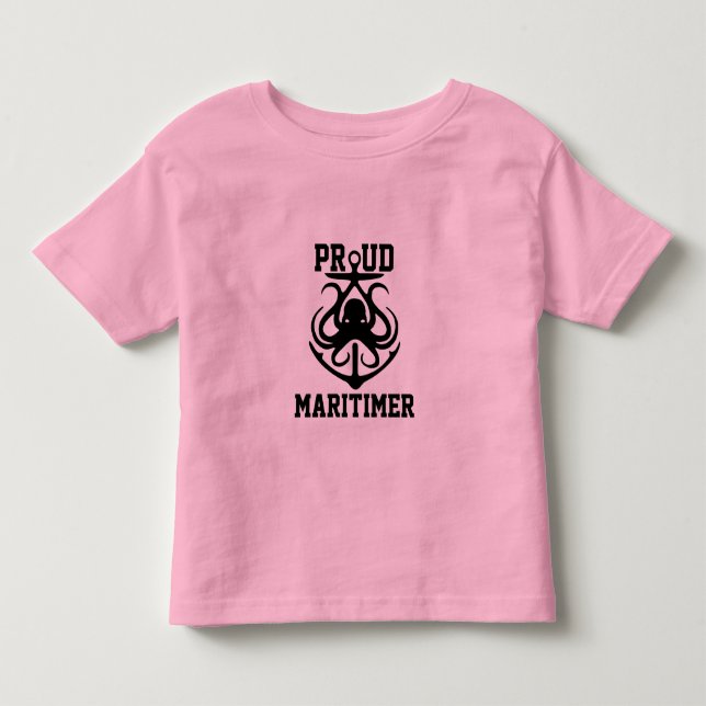 Proud Maritimer Anker Oktopus Leuchtturmroute Kleinkind T-shirt (Vorderseite)