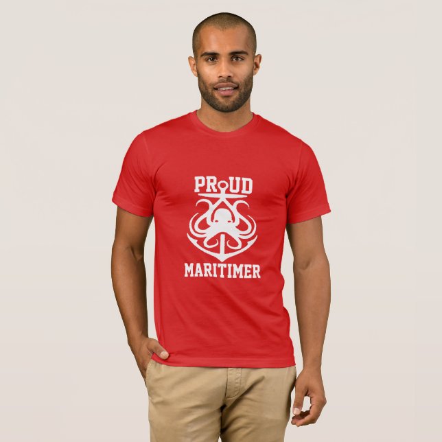 Proud Maritimer Anker Oktopus Leuchtturmroute T-Shirt (Vorne ganz)