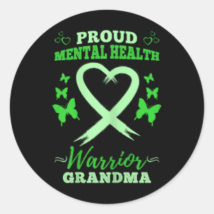 Proud Mental Health Warrior Oma Mental Health Runder Aufkleber