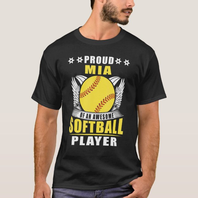Proud Mia of a Phantastisch Softball Player Softba T-Shirt (Vorderseite)