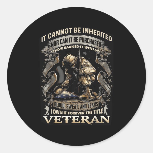 Proud Military Veteran Patriotic American Flag It  Runder Aufkleber (Vorderseite)