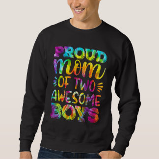 Proud Mom Of 2 Awesome Boys  For Women Boy Mom Son Sweatshirt