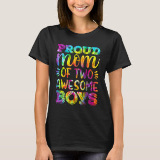 Proud Mom Of 2 Awesome Boys  For Women Boy Mom Son T-Shirt