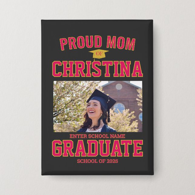 Proud mom parent of student of class of 2025 button (Vorderseite)