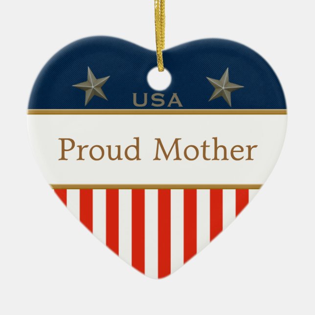 Proud Mother USA Patriotic Foto Heart Ornament (Vorne)