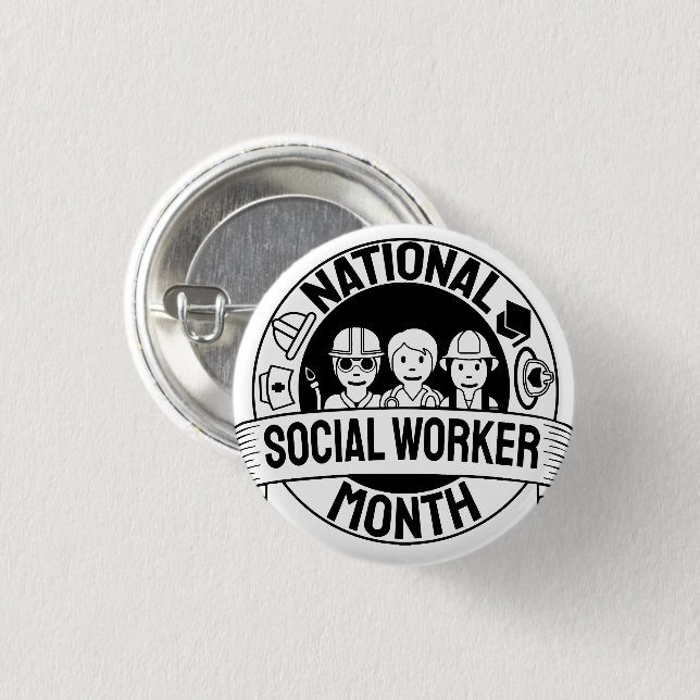 Proud motiviert den Monat der nationalen Sozialarb Button (Vorne & Hinten)