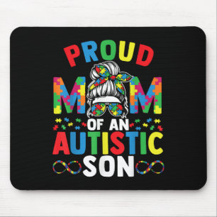 Proud Mutter Autistic Son Messy Bun Autismus Mousepad