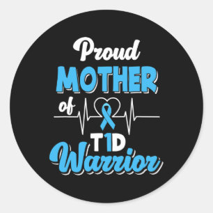 Proud Mutter eines T1D-Kriegers Diabetes mellitus Runder Aufkleber
