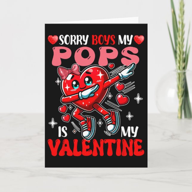 Proud My Pops Is My Valentine's Day Dabbing Heart  Karte (Vorderseite)
