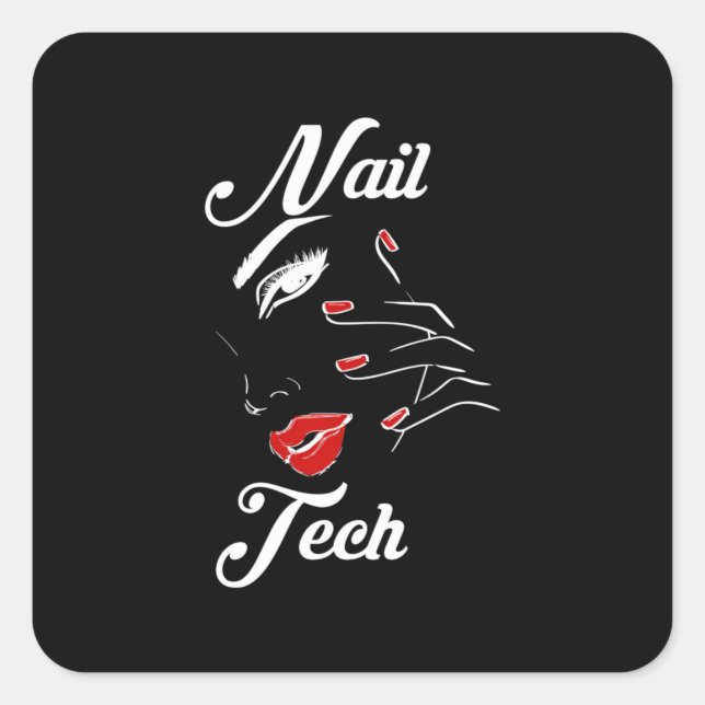Proud Nail Tech Quadratischer Aufkleber (Vorderseite)