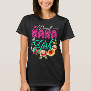 Proud Nana of Girls Niedliche Blume hören Mutter D T-Shirt