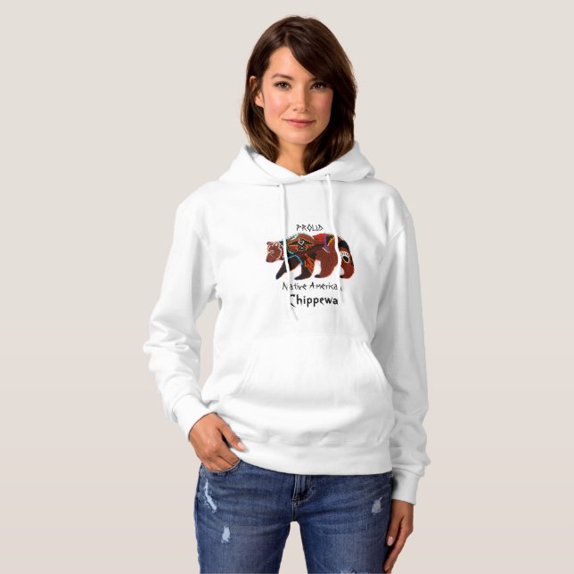 Proud Native American Chippewa Brave Bear Hoodie (Vorne ganz)