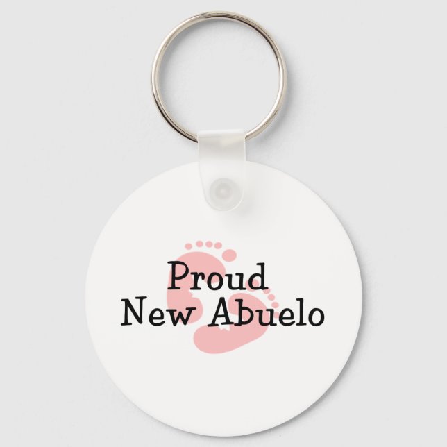 Proud New Abuelo Baby Girl Footprints Schlüsselanhänger (Vorderseite)