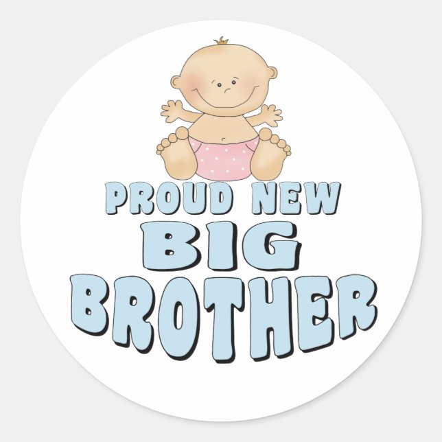Proud New Big Brother Girl Runder Aufkleber (Vorderseite)