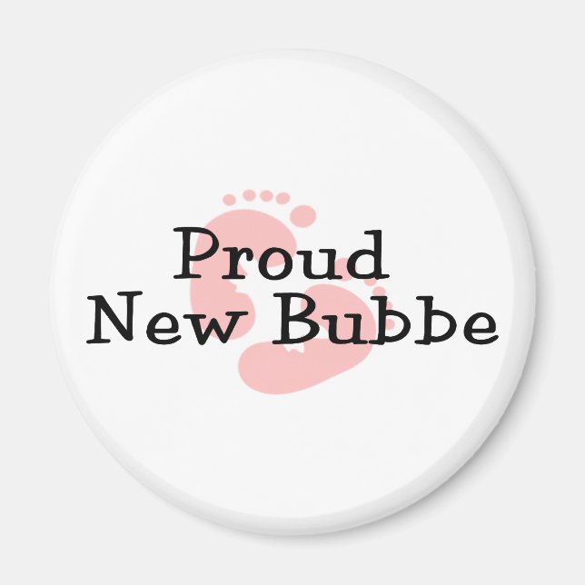 Proud New Bubbe Baby Girl Footprints Magnet (Vorne)