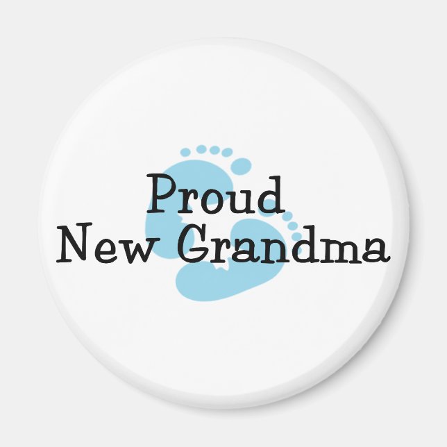 Proud New Oma Baby Boy Footprints Magnet (Vorne)