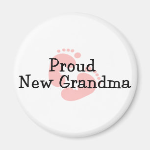 Proud New Oma Baby Girl Footprints Magnet